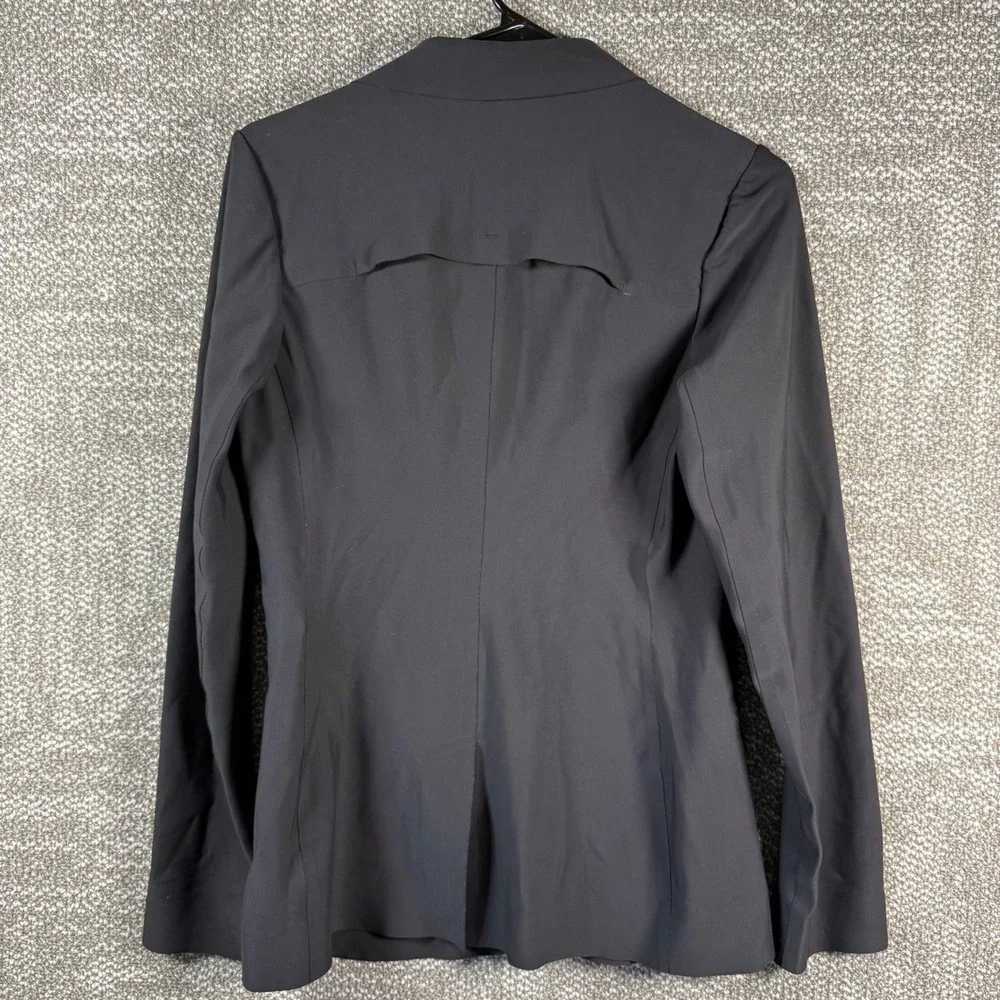 Athleta Chelsea Blazer Women 4 Black Zipper Pockets Stretch Commuter Travel Tech
